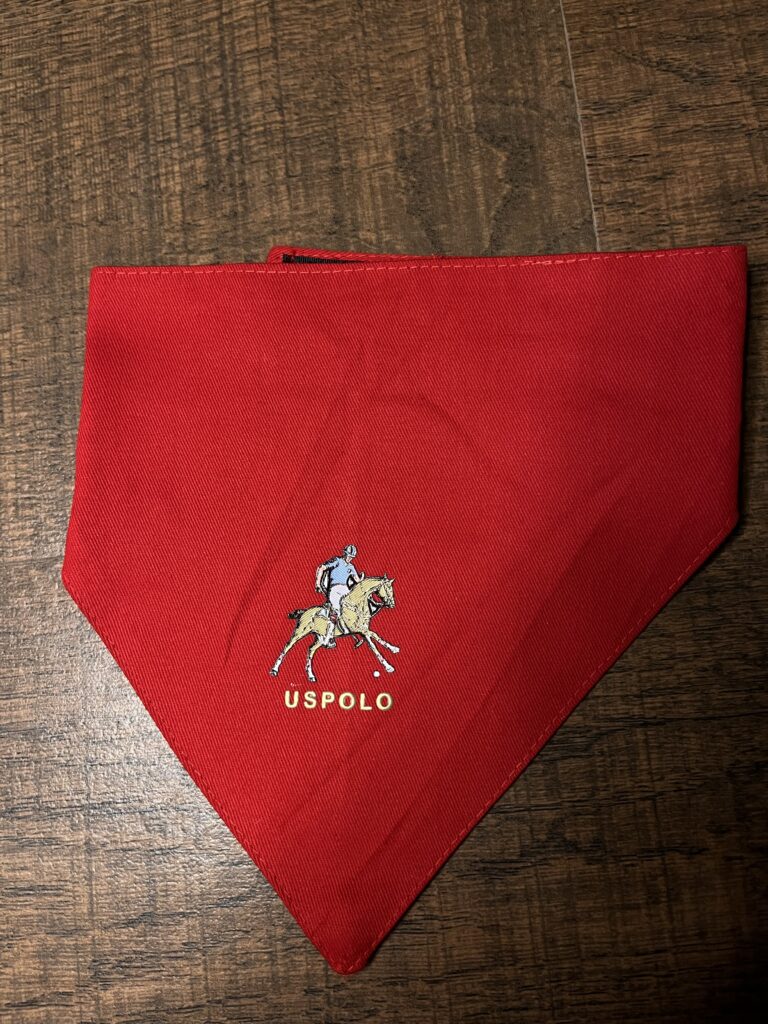 Luxe Red Polo Velcro Dog Bandana| Size Large