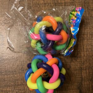 Rainbow Rubber Knot Ball Dog Toy with Bell