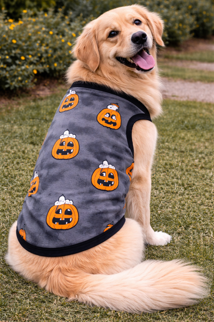 Stretchable Cotton Blend Dog Sando – Halloween Print