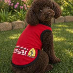 Red Racing Style Dog T-Shirt – Slip-On Pet Vest
