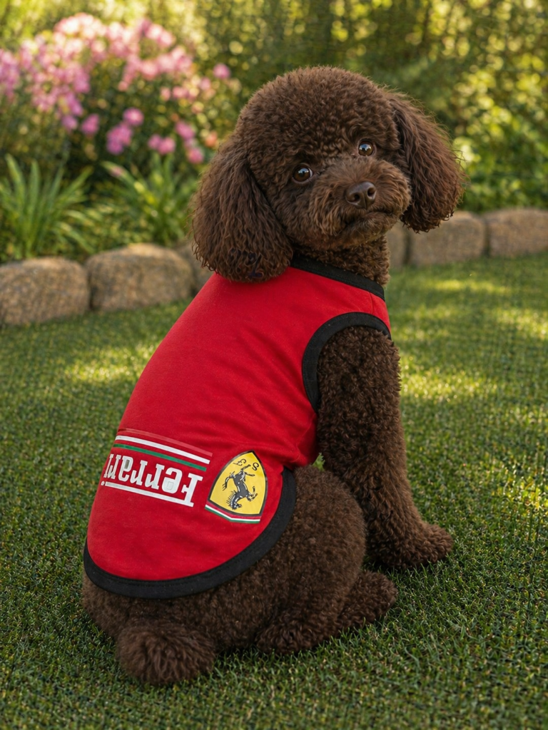 Red Racing Style Dog T-Shirt – Slip-On Pet Vest