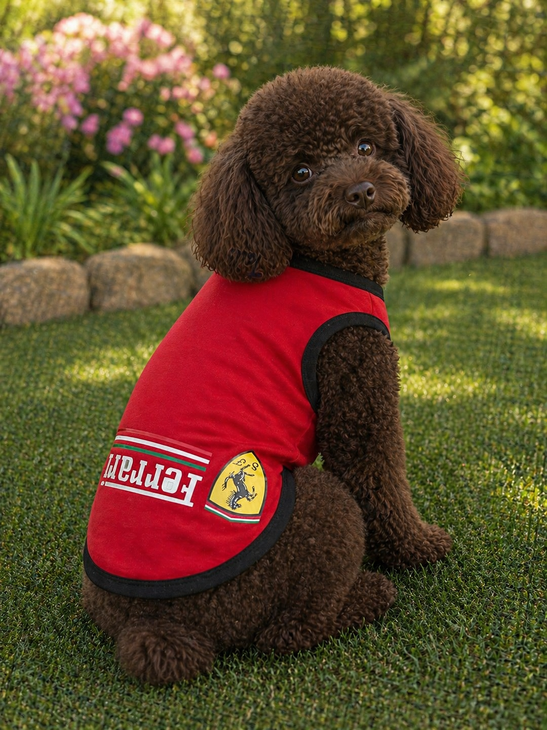 Red Racing Style Dog T-Shirt – Slip-On Pet Vest