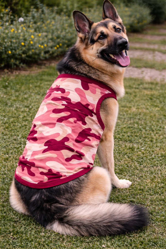 Stretchable Cotton Blend Dog Sando – Maroon Camo