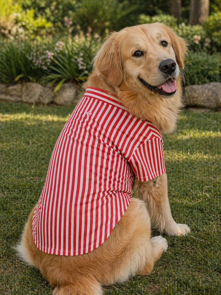 Classic Striped Dog Shirt – Red & White Casual Wear