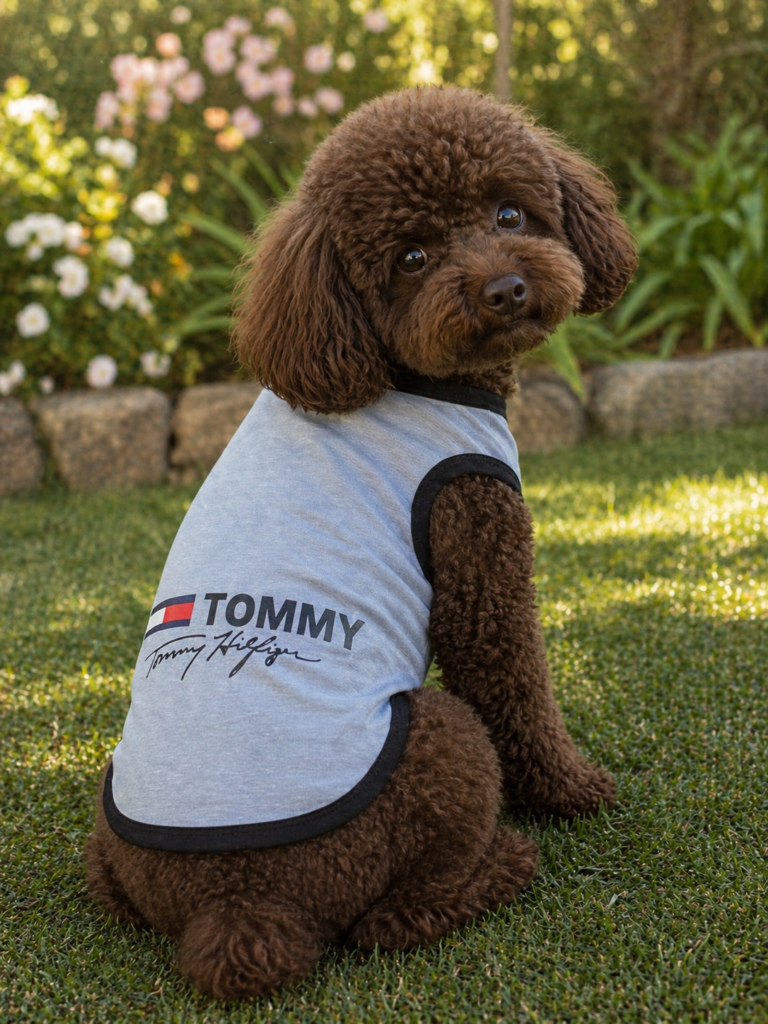 Tommy Style Grey Dog T-Shirt – Slip-On Pet Tee