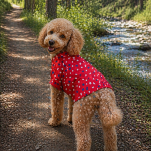 Red Star Print Summer Dog Shirt – Velcro Closure