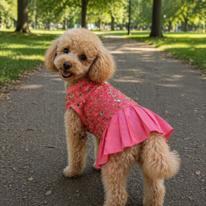Elegant Pink Party Wear Pet Frock – Embellished