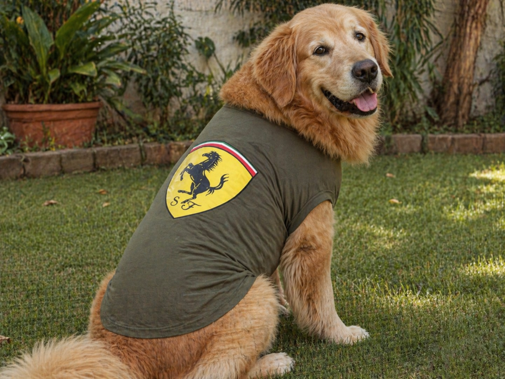 Sporty Graphic Dog T-Shirt – Olive Green Slip-On Wear