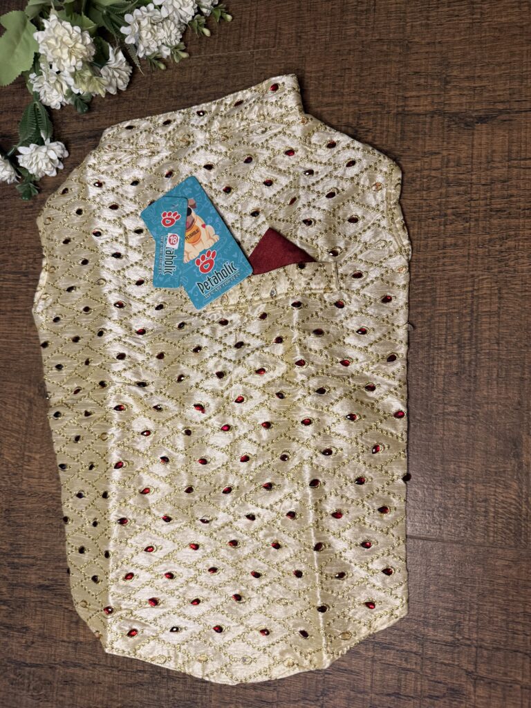 Royal Gold Embroidered Dog Sherwani – Festive & Wedding Wear