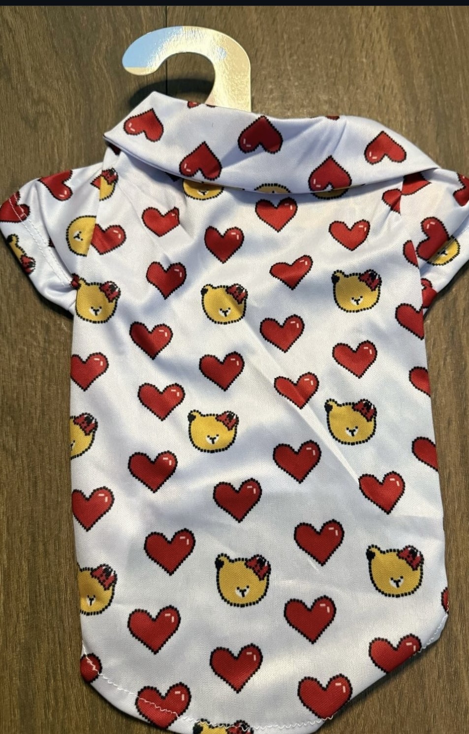 Cute Hearts & Teddy Print Dog Shirt – Imported Fabric - Image 2