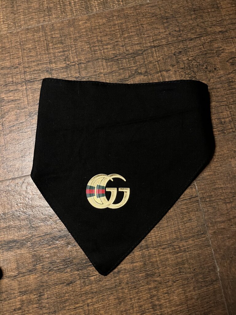 Luxury Black Velcro Dog Bandana – Size Medium