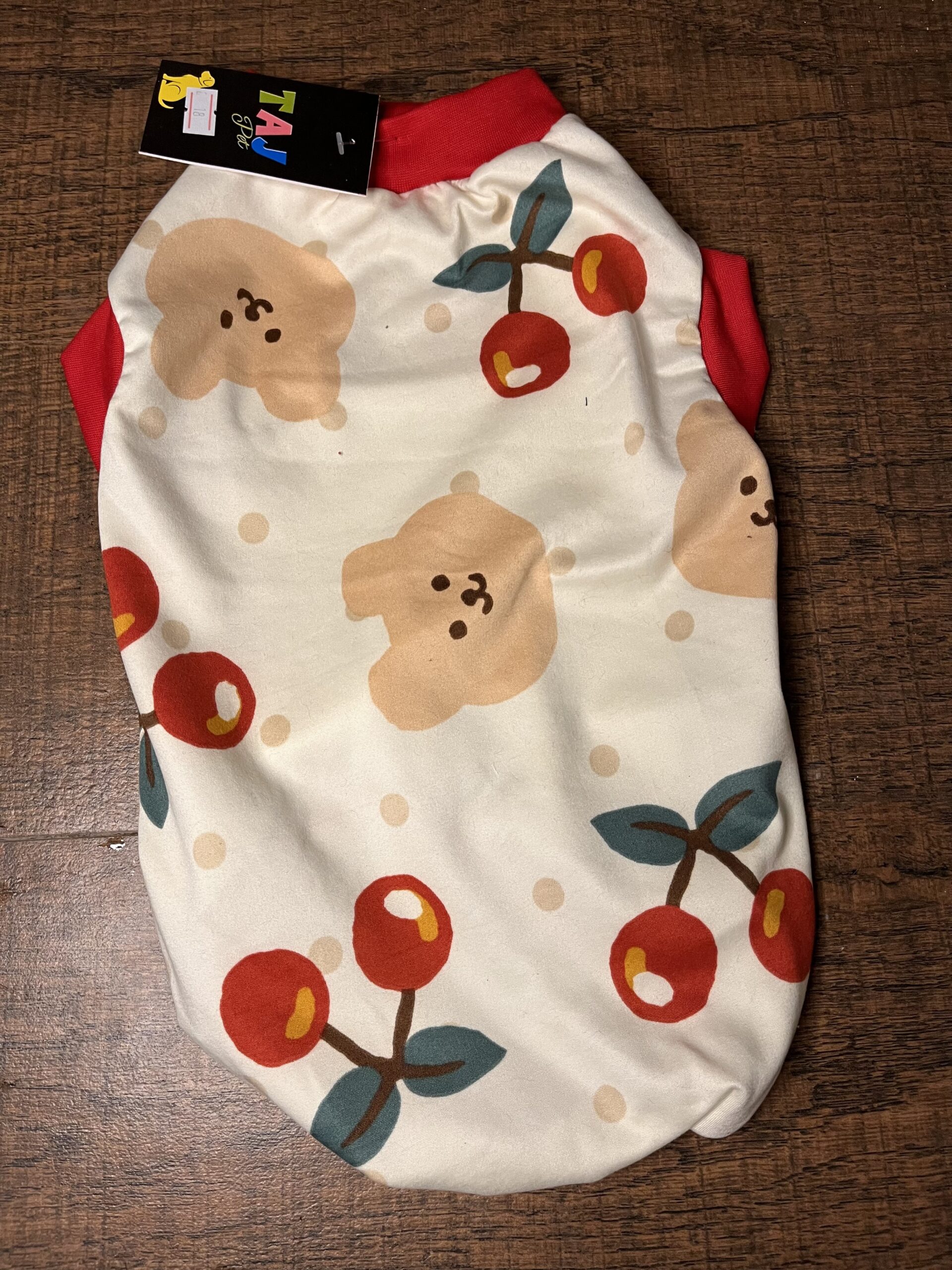 Cute Bear & Cherry Print Dog T-Shirt – Slip-On Pet Tee - Image 2