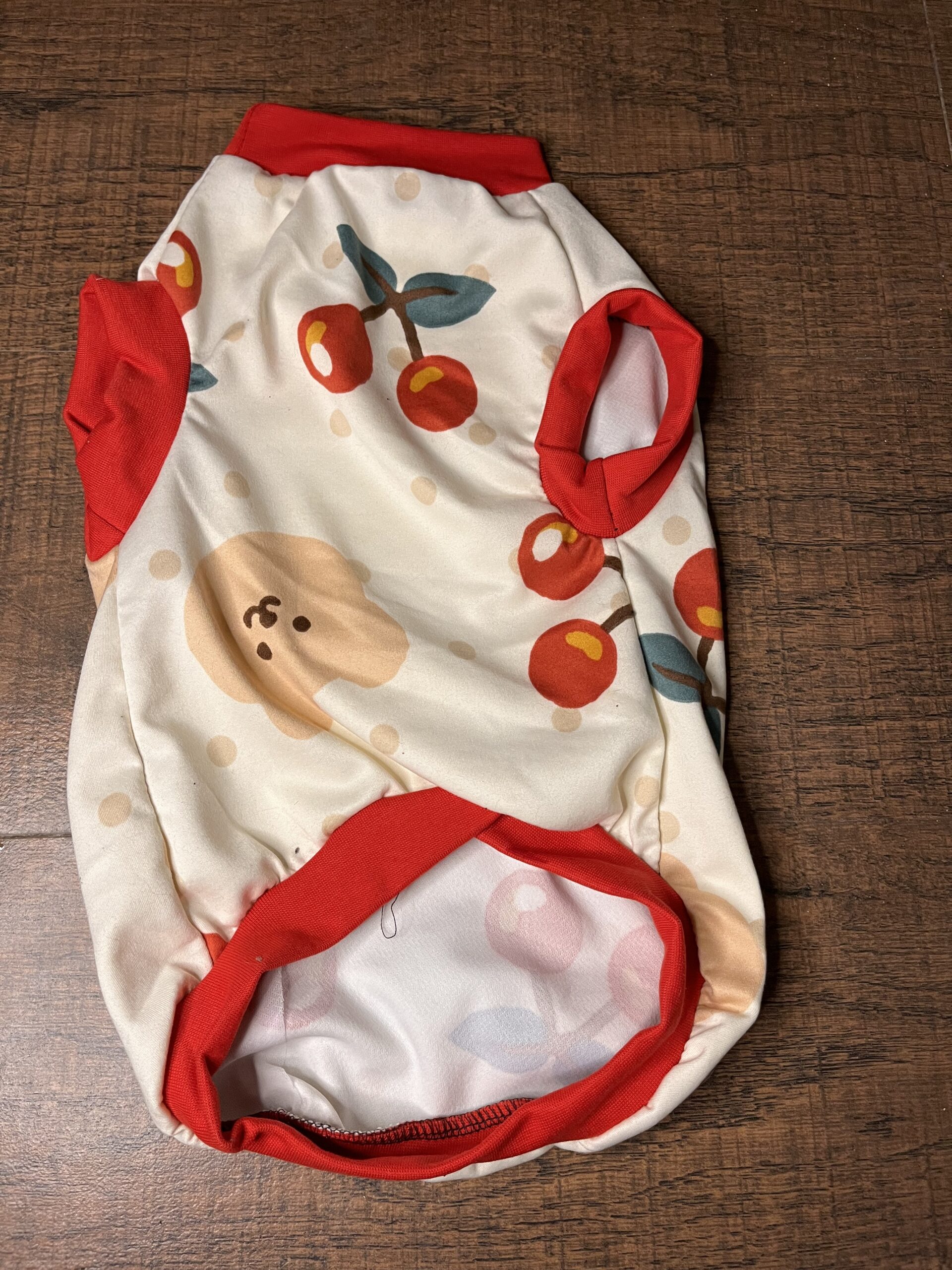 Cute Bear & Cherry Print Dog T-Shirt – Slip-On Pet Tee - Image 3