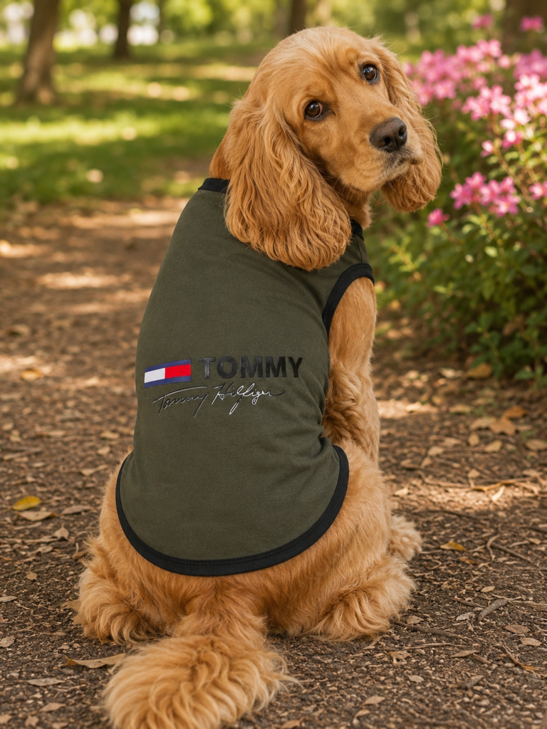 Classic Olive Green Dog T-Shirt – Slip-On Pet Vest