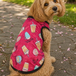 Pink Coffee Print Dog Sando – Slip-On Pet Vest