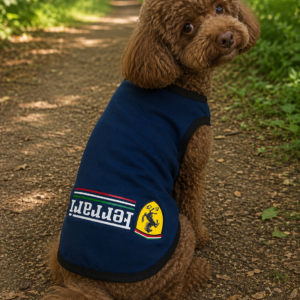 Sporty Racing Dog T-Shirt – Navy Blue Slip-On Wear