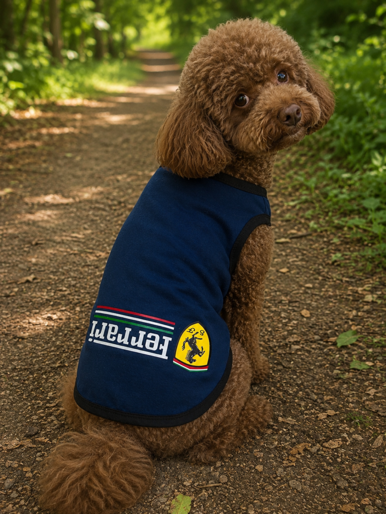 Sporty Racing Dog T-Shirt – Navy Blue Slip-On Wear