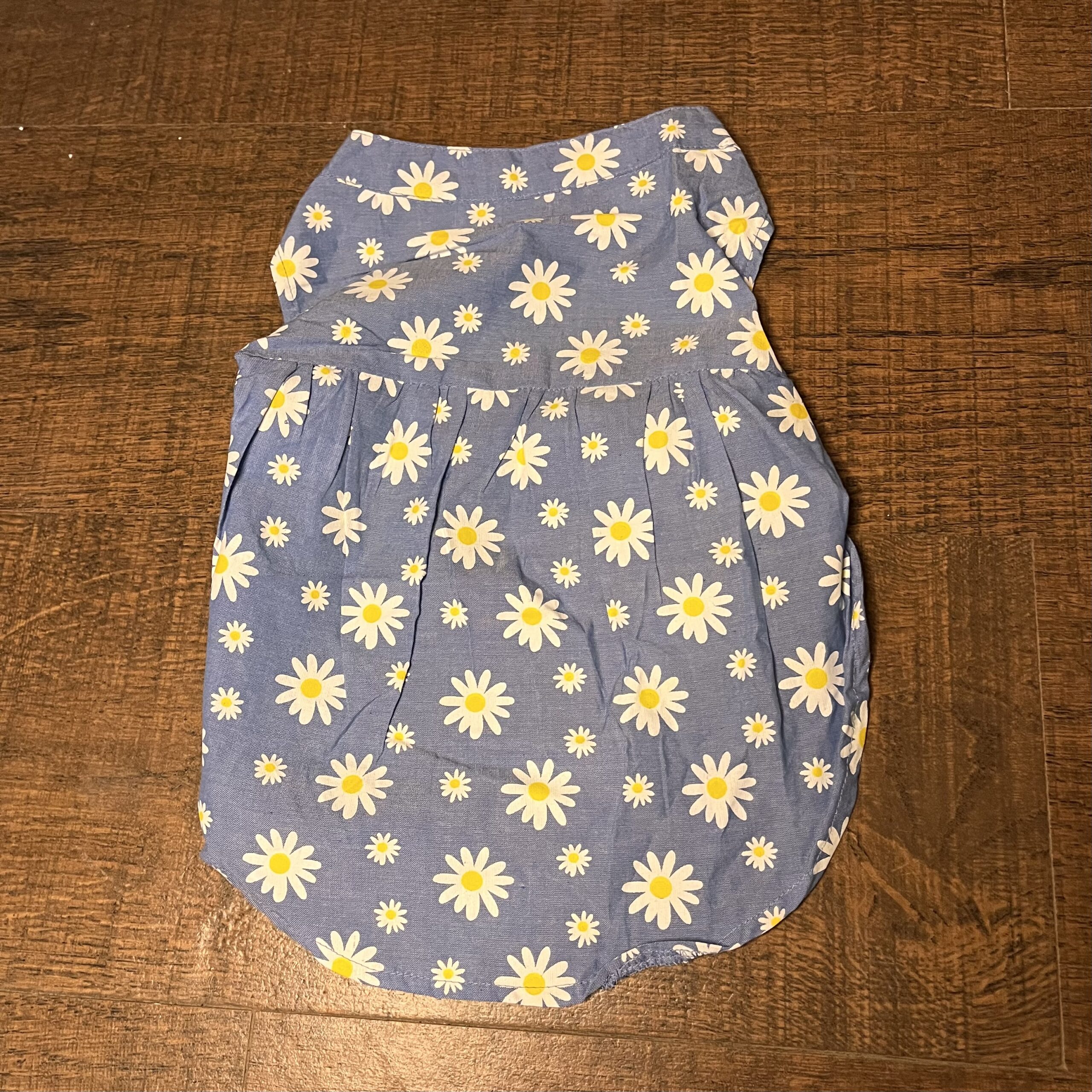 Blue Daisy Denim-Style Dog Frock – Easy Velcro Closure - Image 2