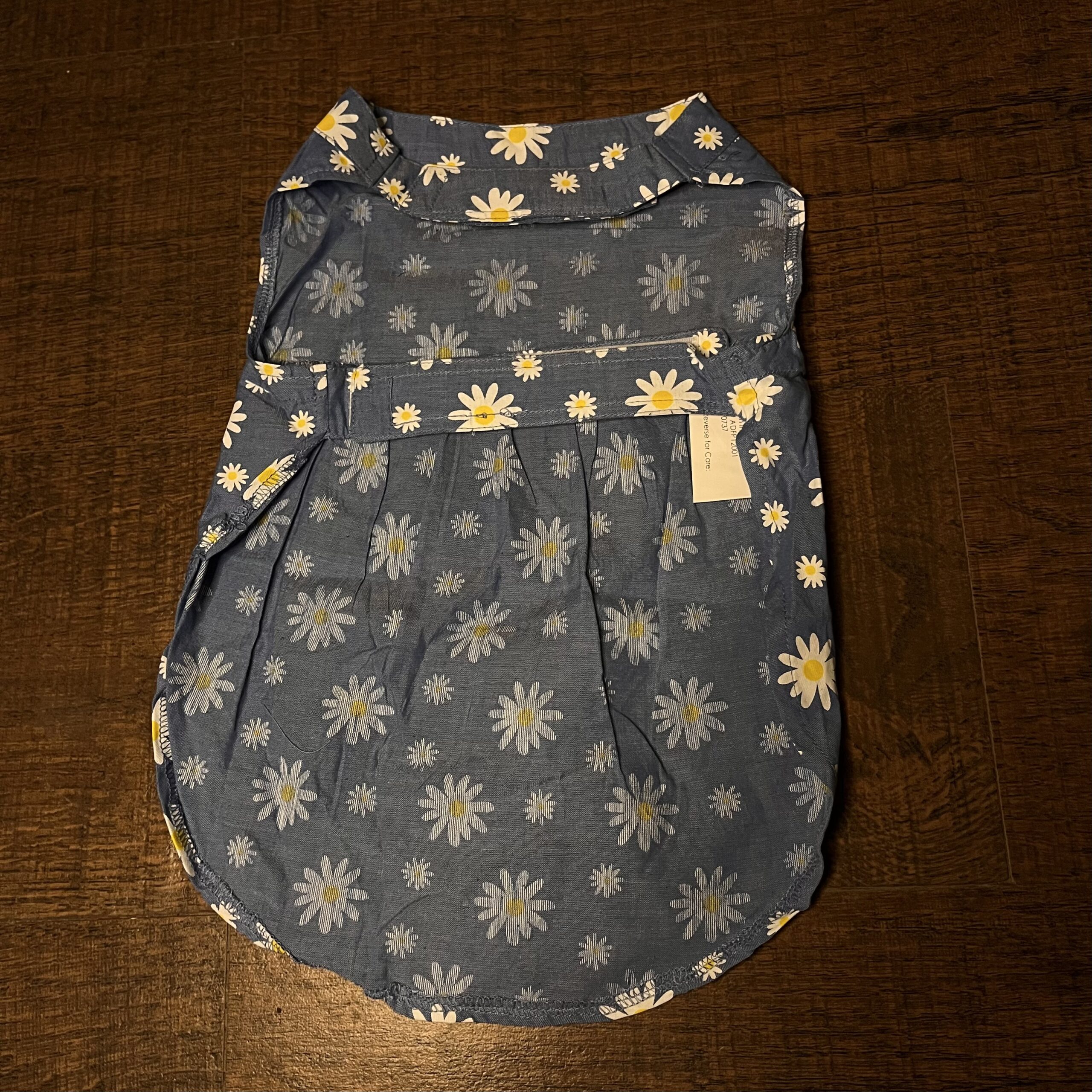 Blue Daisy Denim-Style Dog Frock – Easy Velcro Closure - Image 3