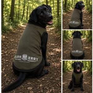 Burberry Style Olive Green Dog Tee