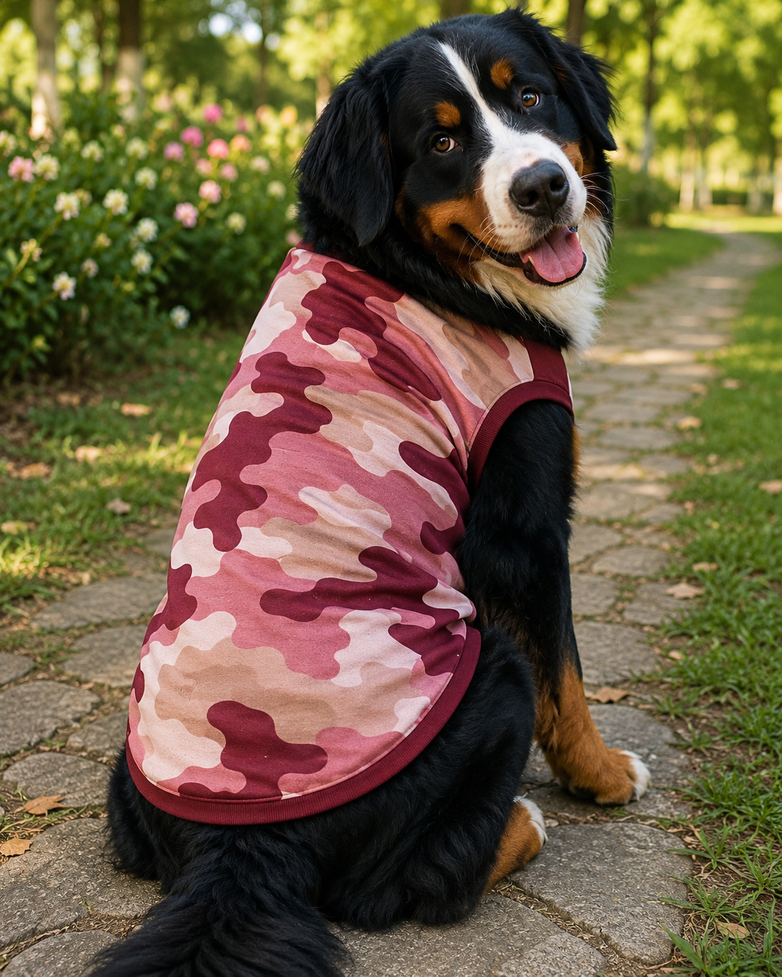 Maroon Camo Dog Tee