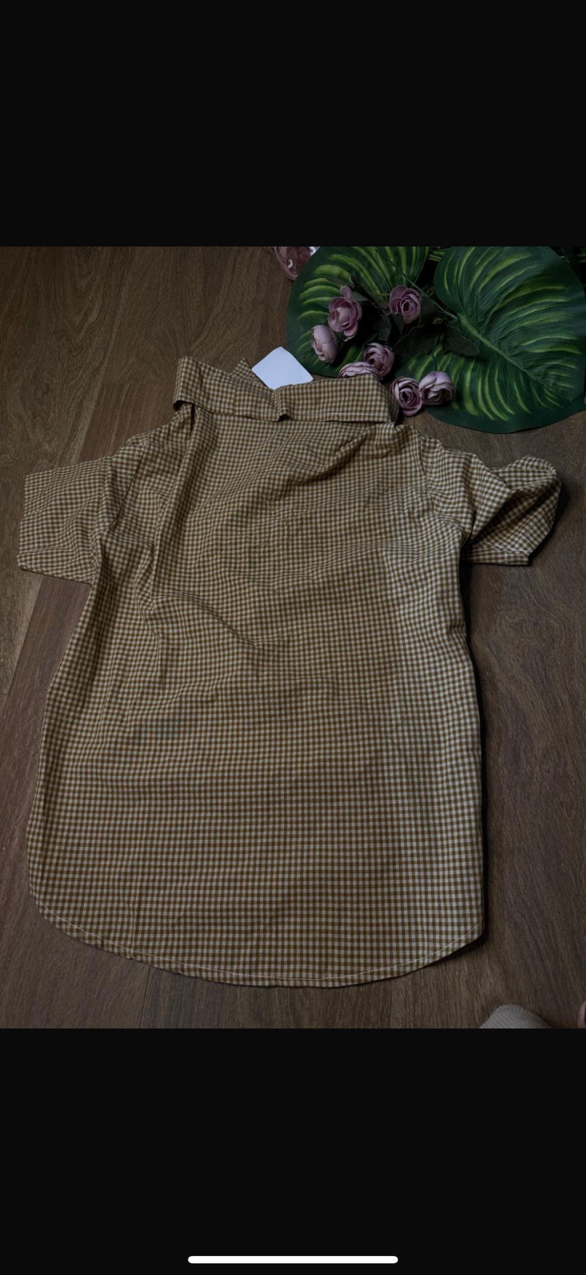 Brown Checkered Button-Up Dog Shirt – Classic Pet Collar Shirt - Image 3