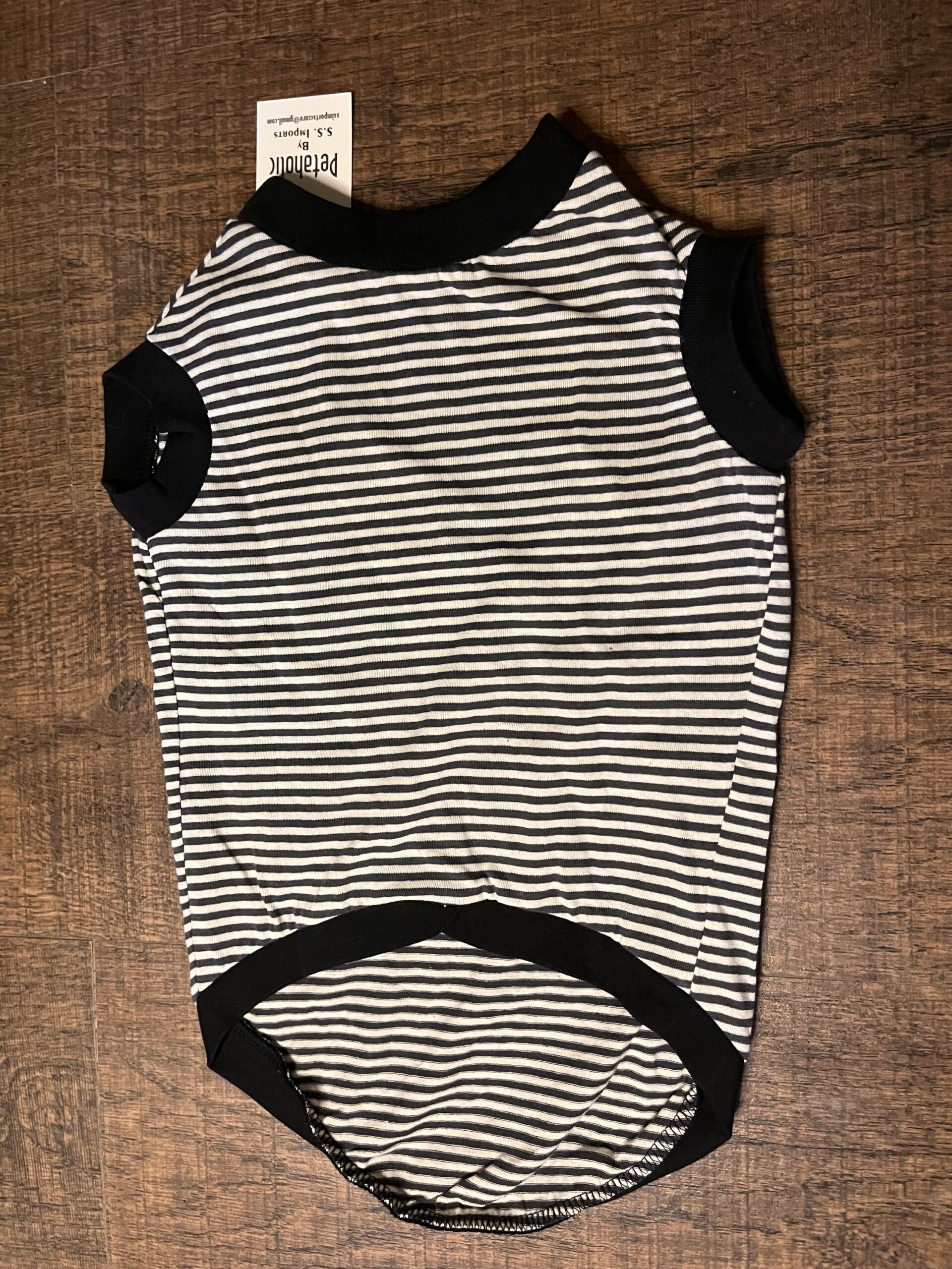 Classic Striped Pocket Tee for Dogs – Black & White - Image 3
