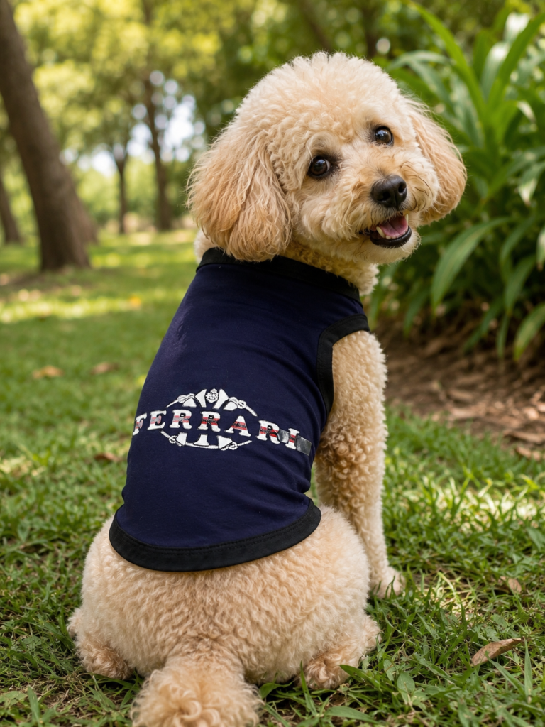 Ferrari Inspired Navy Dog T-Shirt – Soft & Comfortable Pet Vest