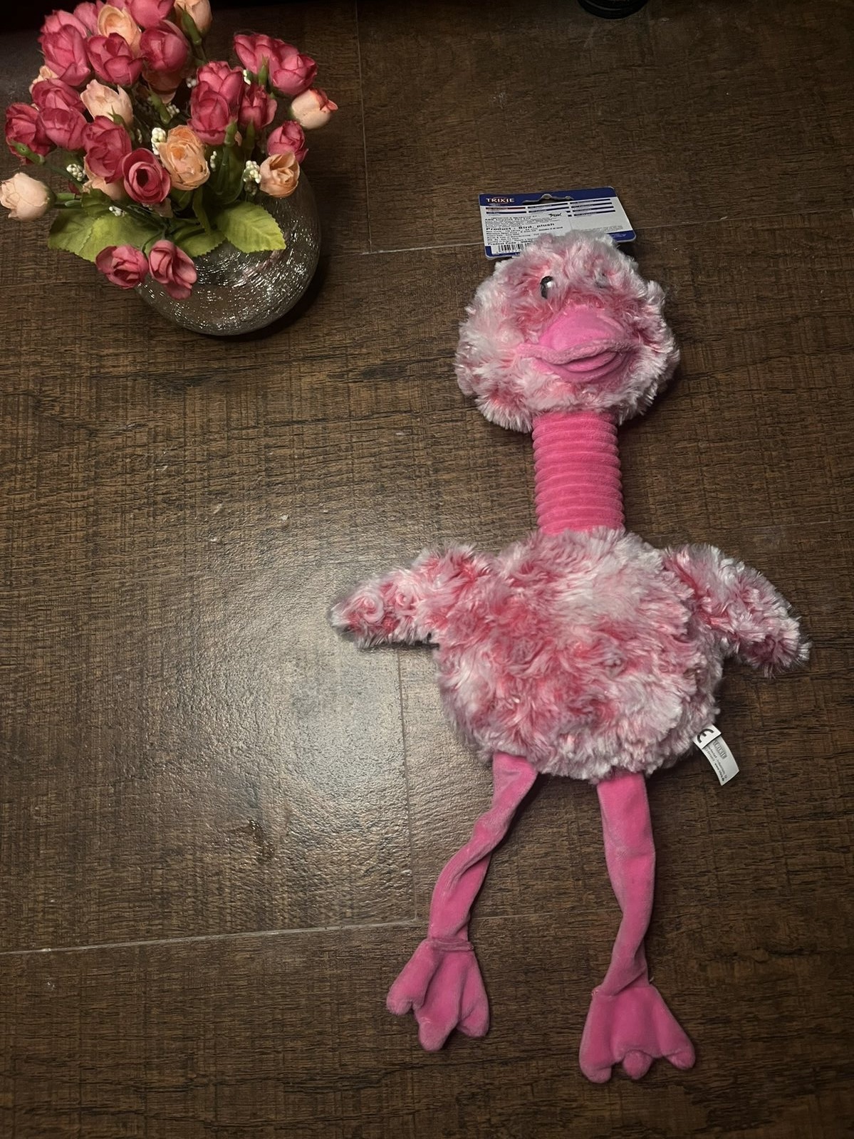 Pink Plush Flamingo Squeaky Dog Toy