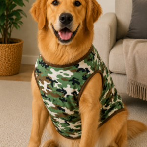 Green Camouflage Sleeveless Fleece Dog T-Shirt
