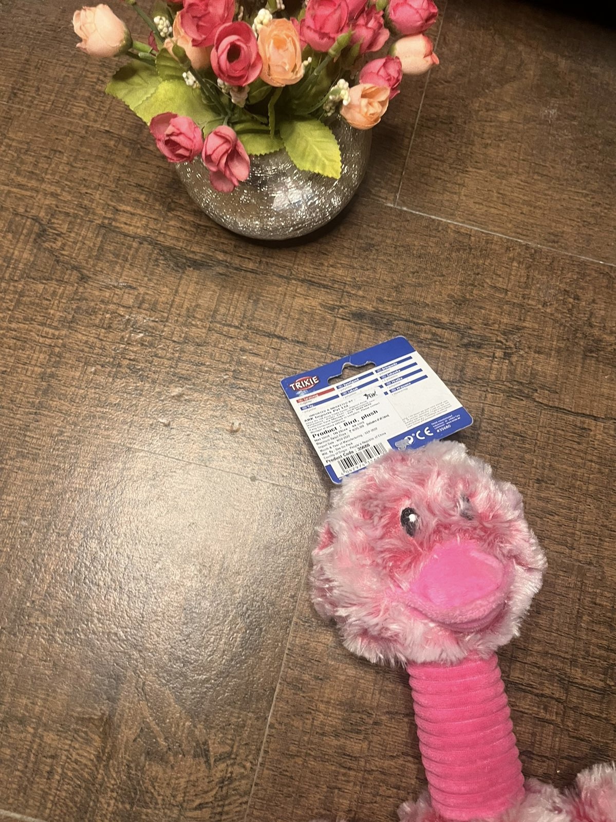 Pink Plush Flamingo Squeaky Dog Toy - Image 2