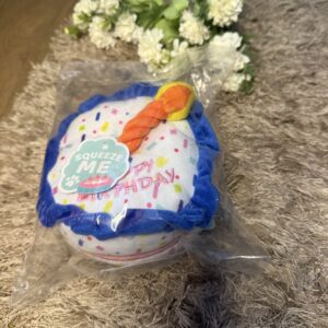 Birthday Cake Plush Dog Toy – Squeaky Celebration Toy