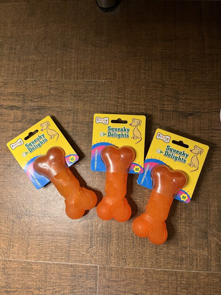 Squeaky Bone Dog Toy – Durable Rubber Chew Toy for Dogs (Medium)