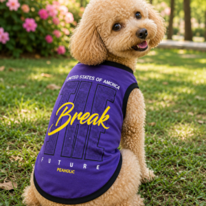 Break Graphic Dog T-Shirt – Premium Purple Sleeveless Pet Vest