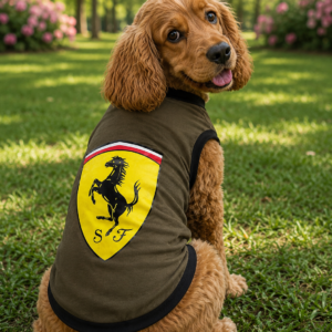 Olive Racing Shield Dog T-Shirt – Premium Sleeveless Pet Vestm