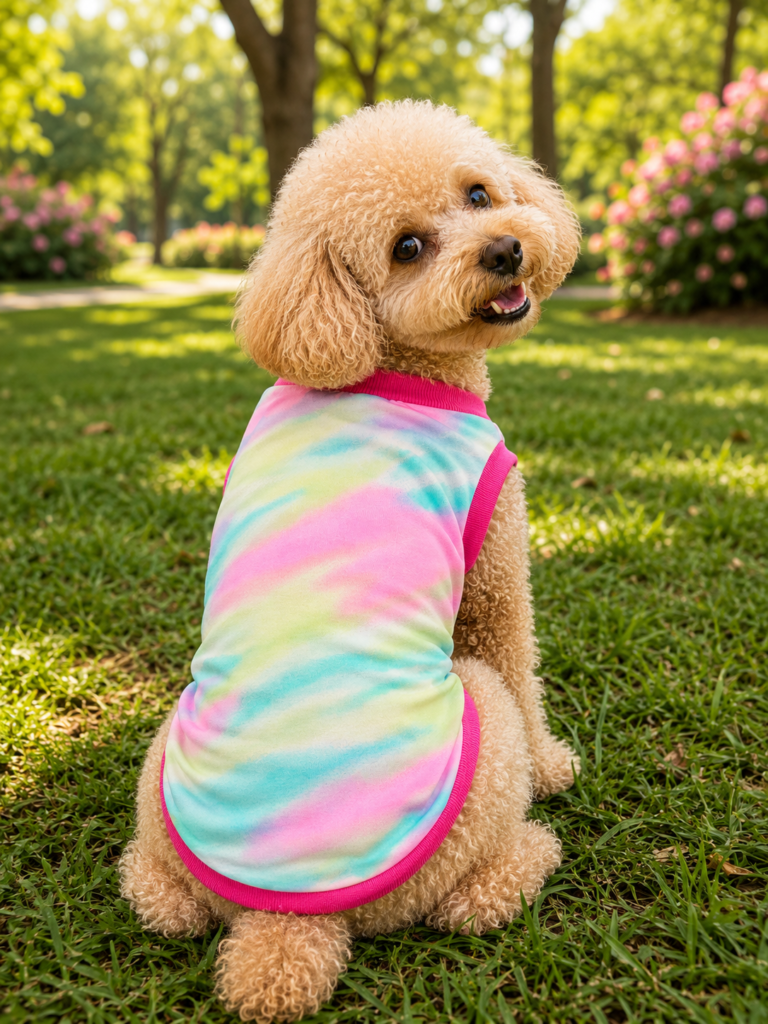 Pastel Tie-Dye Dog T-Shirt – Soft Sleeveless Pet Vest