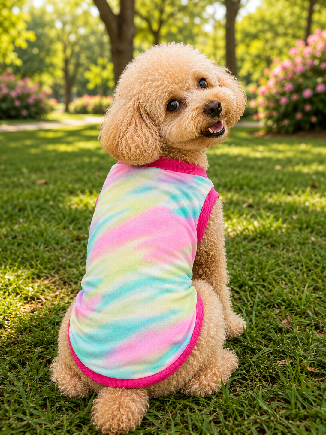 Pastel Tie-Dye Dog T-Shirt – Soft Sleeveless Pet Vest