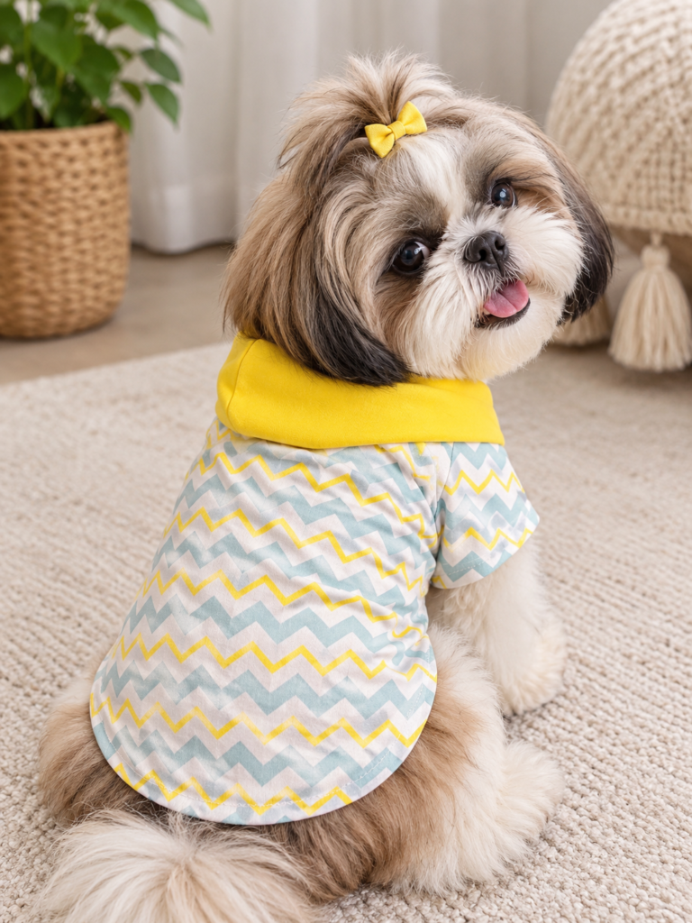 Sunny Chevron Hooded Tee 💛🩵