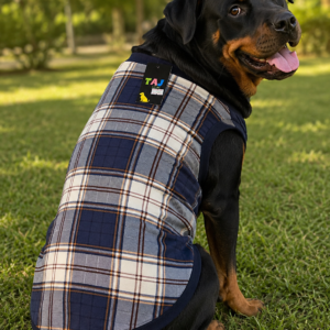 Navy & Cream Plaid Dog Tee