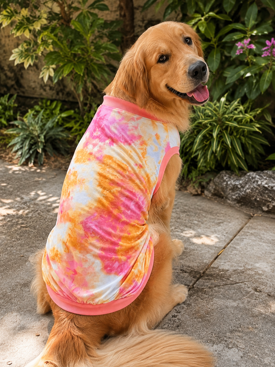Pink & Orange Tie-Dye Dog Tee
