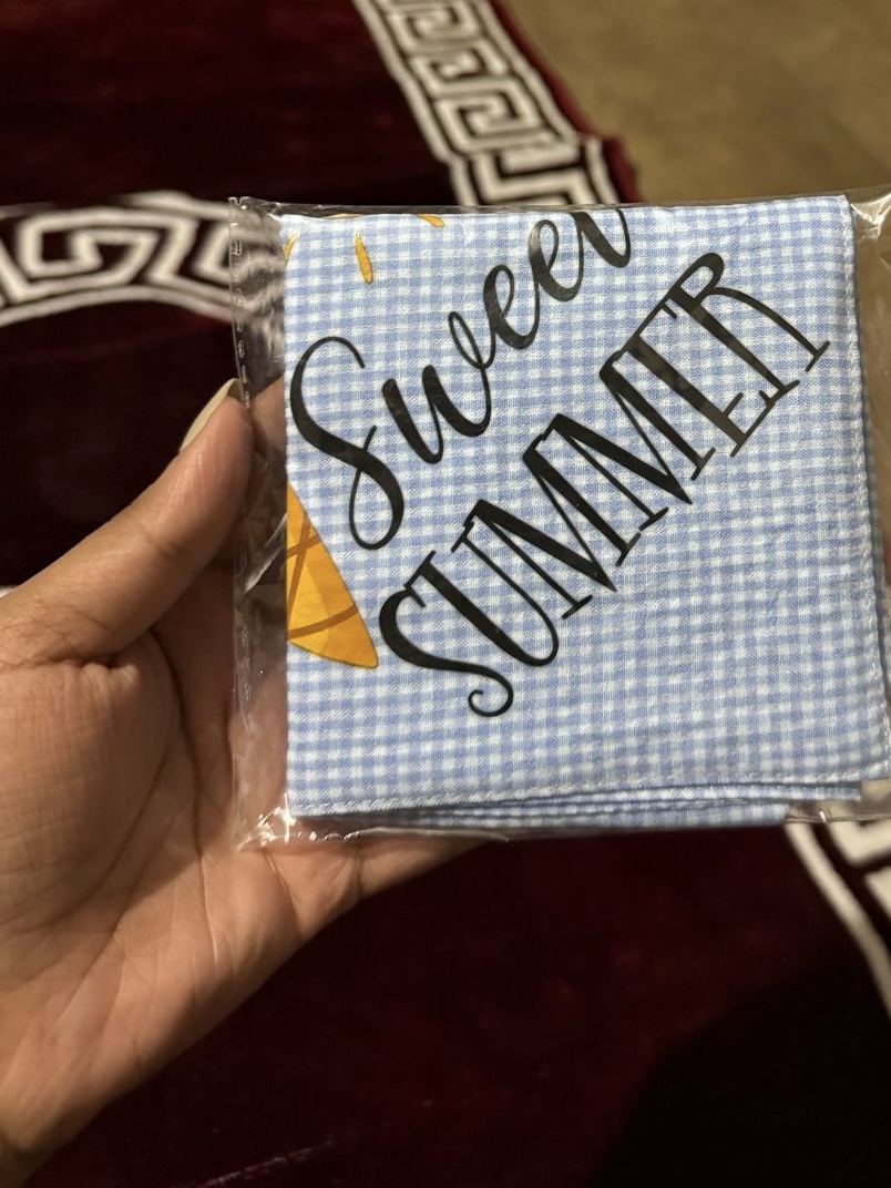 Sky Blue “Summer Smile” Checkered Bandana – L–XL