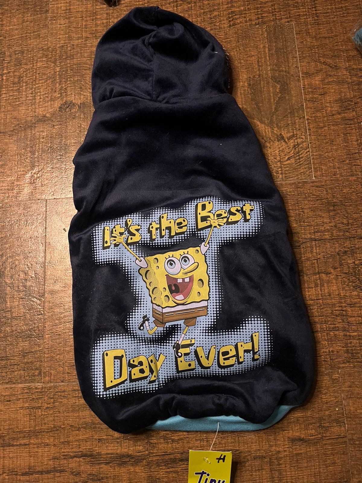 Navy Blue Sleeveless Dog Hoodie – Cartoon Print Winter Hoodie - Image 2