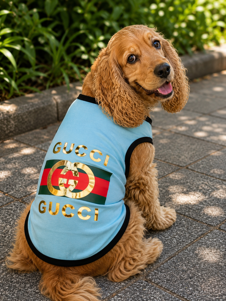 Sky Blue Gucci-Inspired Dog Vest