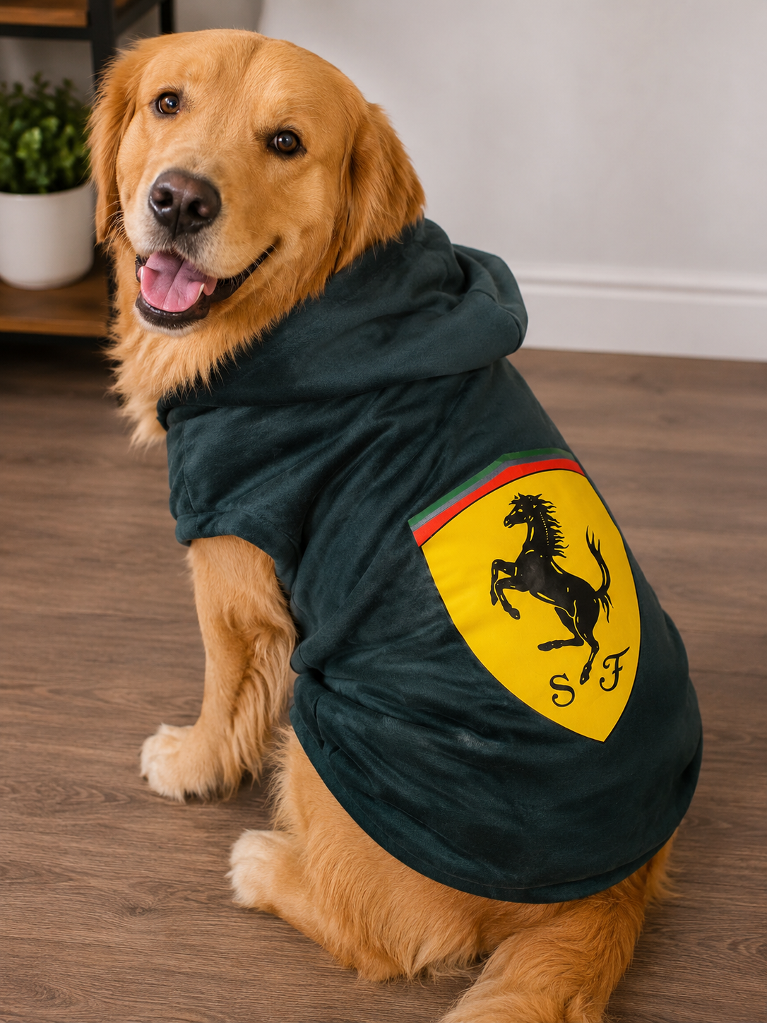 Ferrari Sleeveless Fur Dog Hoodie – Premium Winter Pet Hoodie