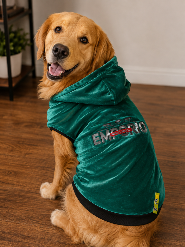 Premium Emerald Green Sleeveless Dog Hoodie