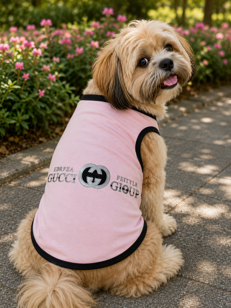 🐾 Gucci-Inspired Pink Dog Tank