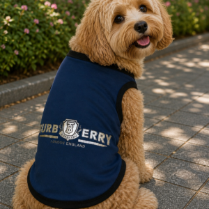 Burberry-Inspired Blue Dog T-Shirt 🐾
