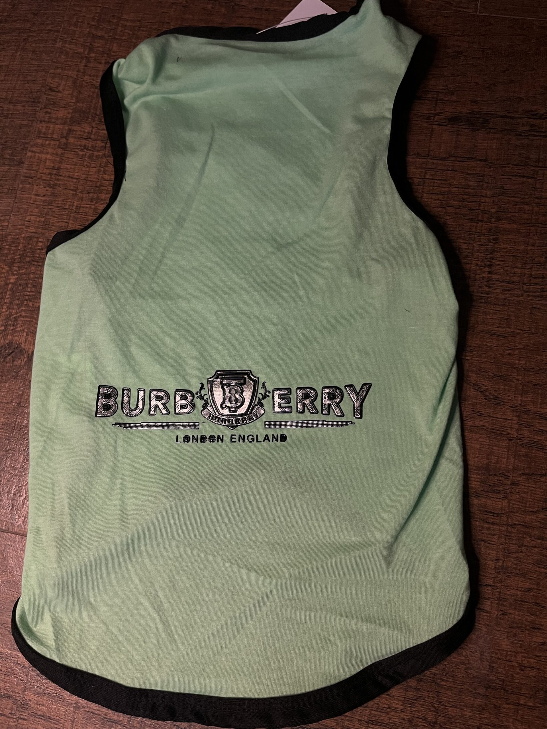 Mint Green Burberry-Inspired Dog Vest - Image 2