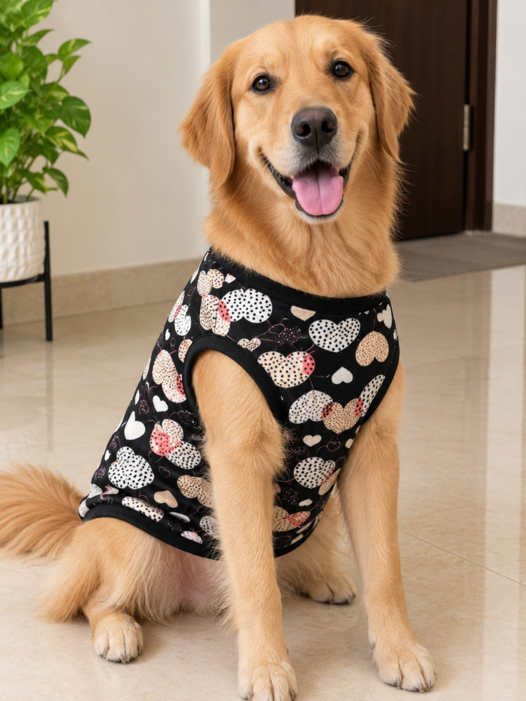 Black Hearts Print Fleece Tshirt
