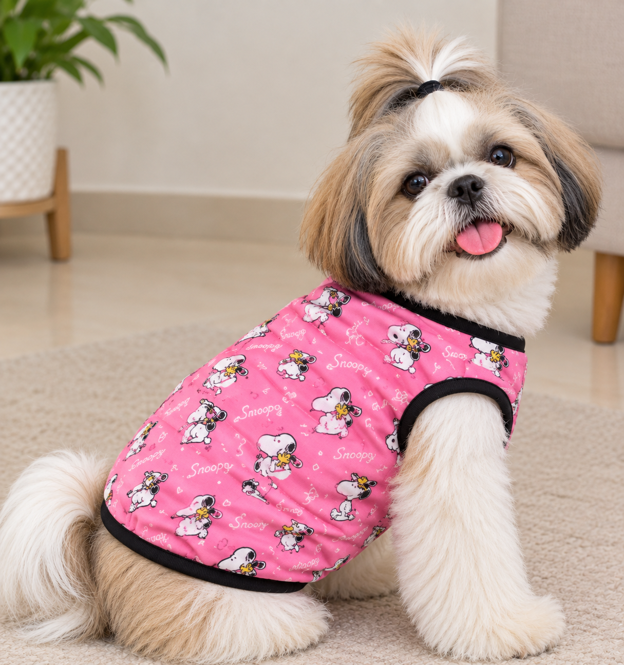 Pink Snoopy Print Winter Tee